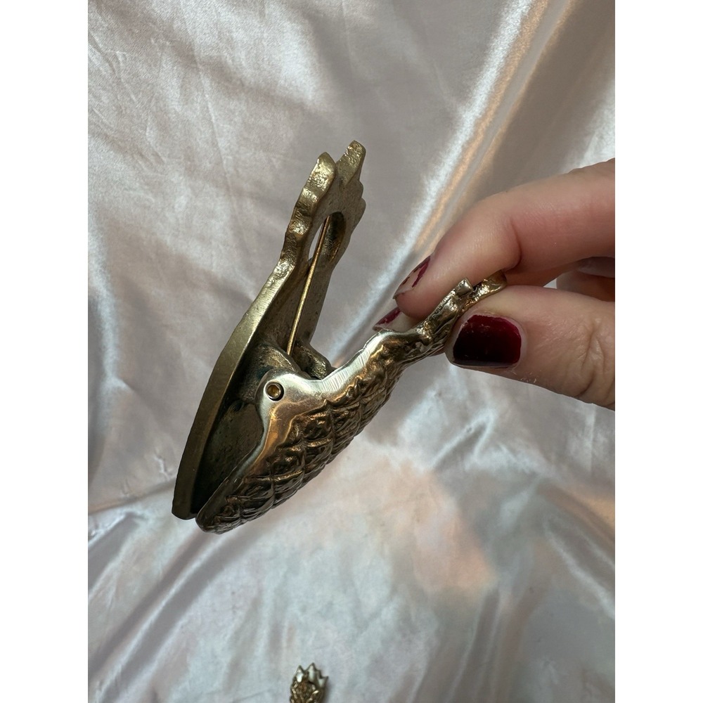 2 Vtg Brass Whale & Pineapple Paper Clip Paperweight Door Note Holder Hangable - Picture 2 of 6
